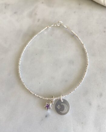 Pulsera mostacilla medalla Luna y Estrella