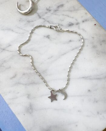 Pulsera cadena mostacilla Luna y Estrella